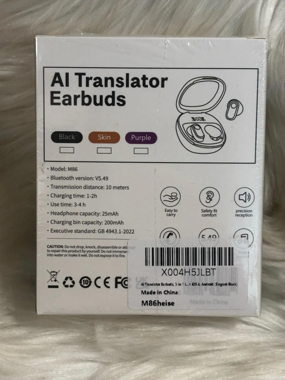 M86 AI Translator Bluetooth Earbuds-Black